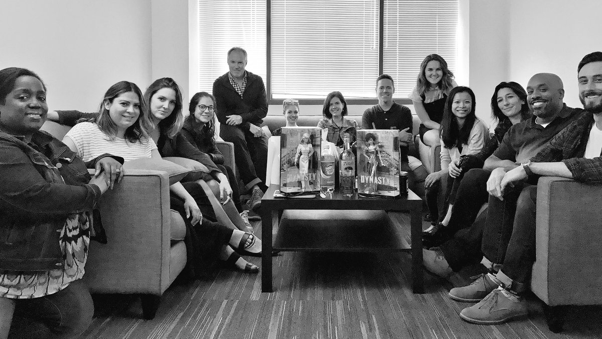 monkeyforsallie's tweet photo. It takes a village to break and write 22 eps of TV! Say hi to the writing staff and assistants of @cw_dynasty ❤🥂 https://t.co/32mlMmFy0o