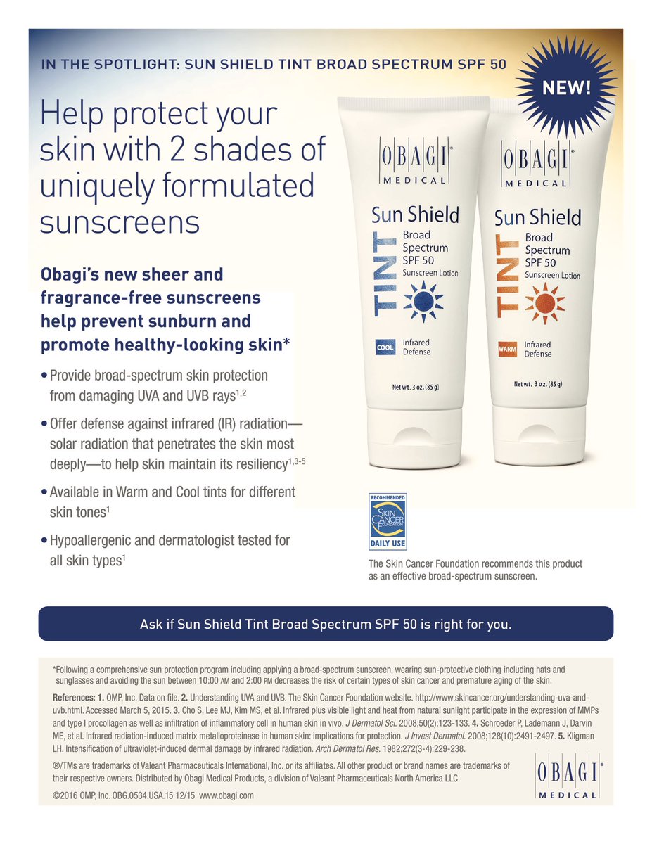 CSSMedSpa's tweet photo. We are loving Obagi Sun Shield SPF 50 Tint! Save 15% on sunscreens this month at #chesapeakeskinsolutions #obagi #sunscreen https://t.co/TqMF0nfMJu