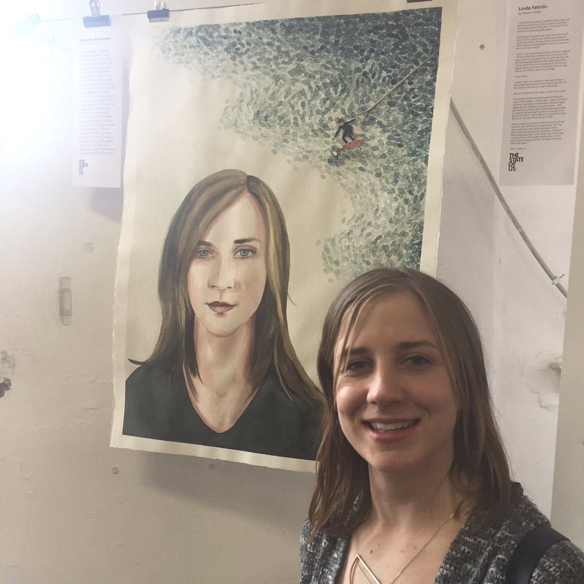 reddogdublin's tweet photo. And here's the same gang with the portraits that were done of them in #theStateofUs. Fantastic work. It's a great show - go see it today! https://t.co/8wTbjorstF