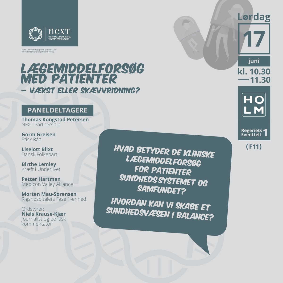 Husk det er i dag 10.30 vi debatterer lægemiddelforsøg med patienter v Allinge Røgeri m bl.a. @blixt22 <a href="/T_Kongstad/">Thomas Kongstad Petersen</a> <a href="/etiskraad/">Det Etiske Råd</a> #sundpol #fmdk