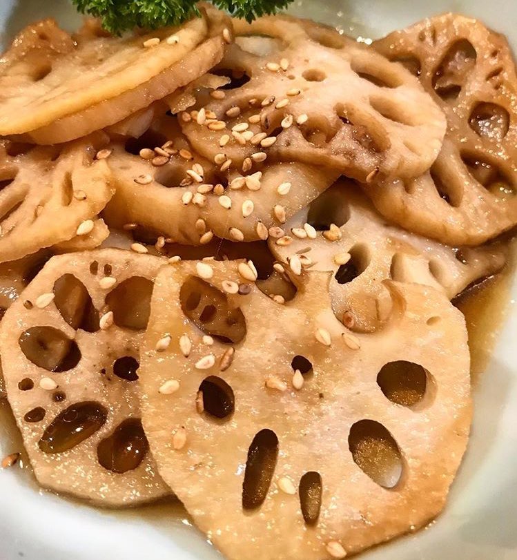 RiverWaveFoodie's tweet photo. Lotus roots with #Berryaki sauce. Very nice appetizer! https://t.co/J1yA5NUvpt