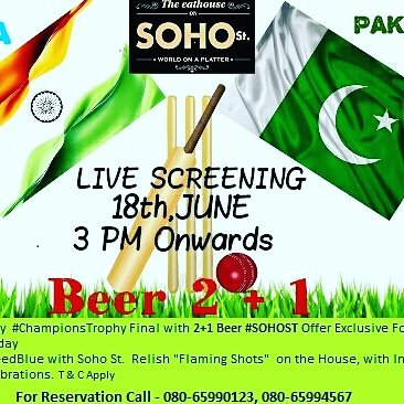 Soho_St_'s tweet photo. Come on Indiaaaaaaaa!!!!
#finals #indvspak #bleedblue #meninblue #sohost#grilled #Lunch #dinner #platter #buffet #buffetspread #bengaluru https://t.co/wPeJEbCjxt