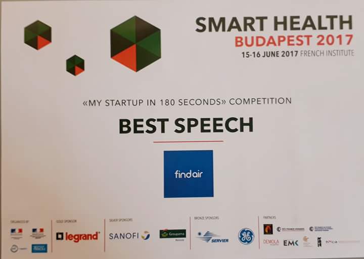 FindAir_inhaler's tweet photo. Good week for FindAir! Tomasz Mikosz co-founder of FindAir won a prize for the BestSpeech @smarthealthbudapest2017 https://t.co/ViV709UMaN