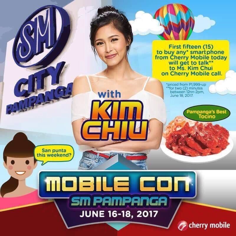 KimXianATGInc's tweet photo. Hello Pampanga! Grab your chance to talk to Kimmy @prinsesachinita via #MobileCon brought 2u by @CherryMobilePH ππ»See poster for details!πβ€οΈ https://t.co/Gf2jL0vvAv