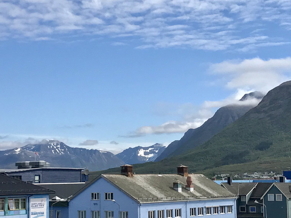 KatrinasWeb's tweet image. Fantastic view from my hotel room in #sortland -snow capped mountains of #vesteralen #norway #snow #arcticcircle #midnightsun #notmuchsleep