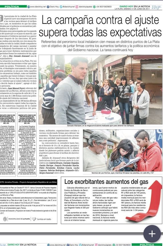 #UnidosContraElAjusteLaPlata Comparto nota del <a href="/diariohoynet/">Diario HOY</a> sobre las 100 mesas y el petitorio. Disponible en 👉diariohoy.net/politica/la-ca…