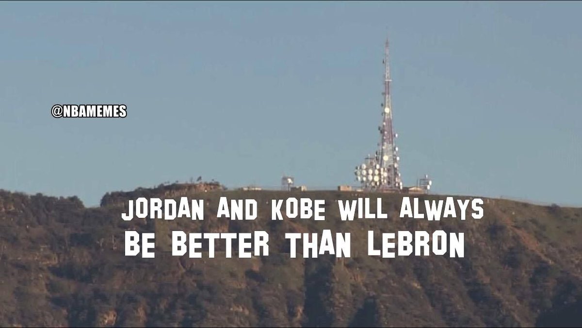 NBAMemes's tweet photo. The Hollywood sign gets vandalized, AGAIN. #BullsNation #LakeShow https://t.co/lKka9354R7