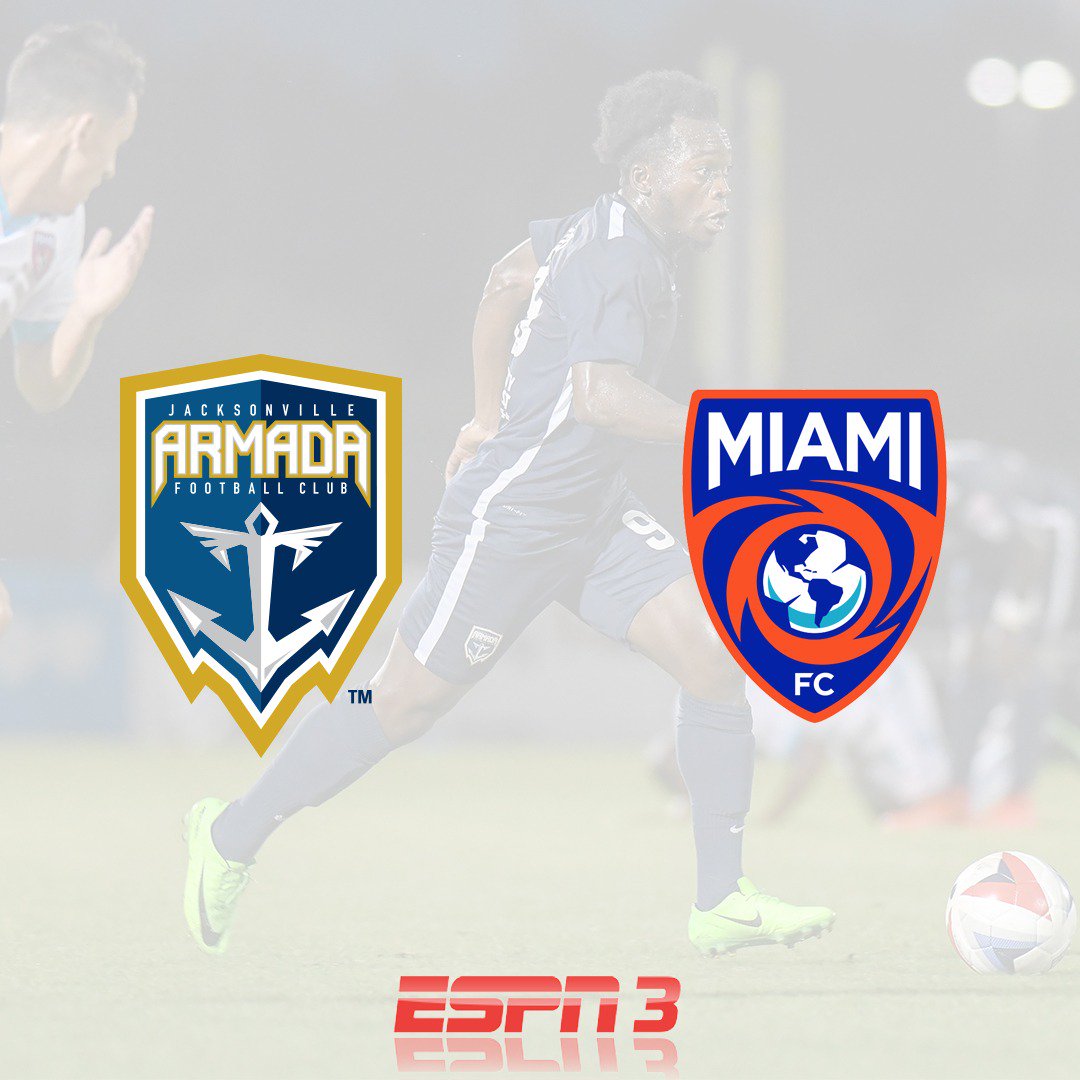 JaxArmadaFC's tweet photo. Tune in tonight to ESPN3 or follow us on Twitter @ArmadaFCGameday as we take on The Miami FC!
#naslsoccer #JaxArmadaFC #MiamiFC https://t.co/zW4A4zLBF5