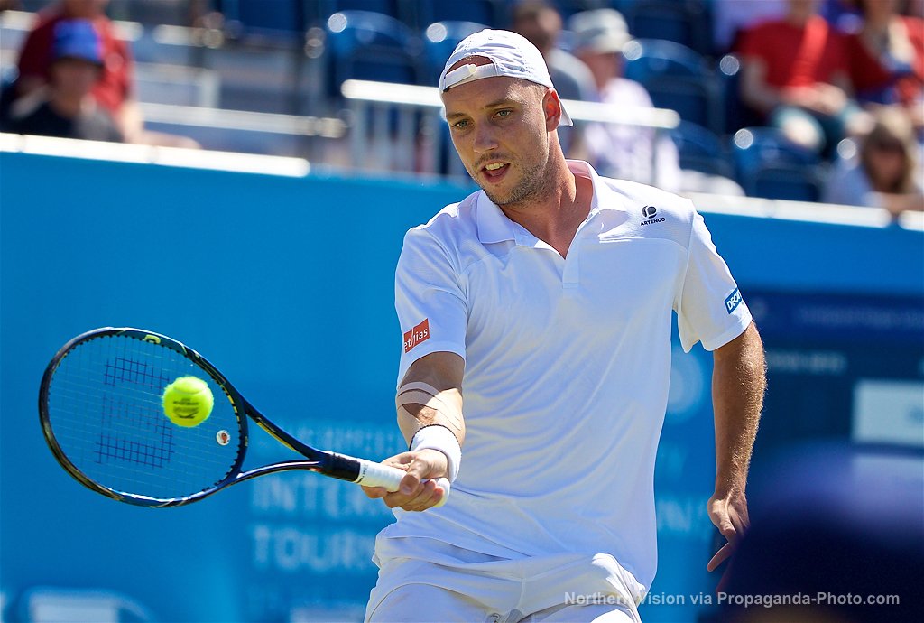 LiverpoolTennis's tweet photo. Steve Darcis (BEL) defeats Guillermo Cañas (ARG) 6-4, 6-2 in our second match of the day. #LITT17 https://t.co/tbqUG0SYNi
