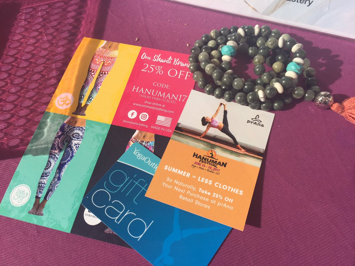 HanumanFestival's tweet photo. Register on-site for a single day or class pass &amp; receive a gift card for @YogaOutletcom &amp; 25% off @prAna Denver/Boulder &amp; @OmShantiClothes https://t.co/Sla0ba1WaO