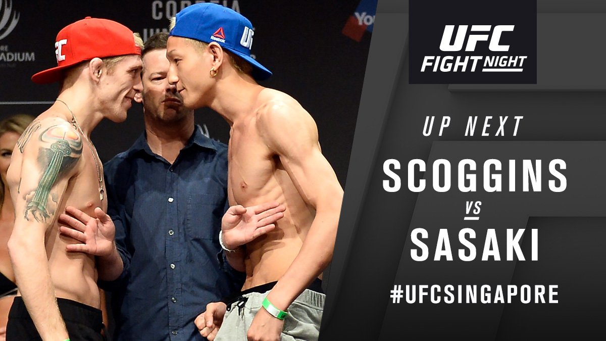 ufc's tweet photo. Up next! @ScogginsFlow vs @UlkaSasaki #UFCSingapore https://t.co/JEIRNTBa3A