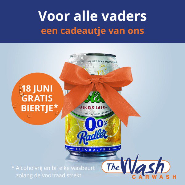 Alle #vaders voor #vaderdag een echte pilsener zonder alcohol! #grolschradler #thewash #gratiscarwash