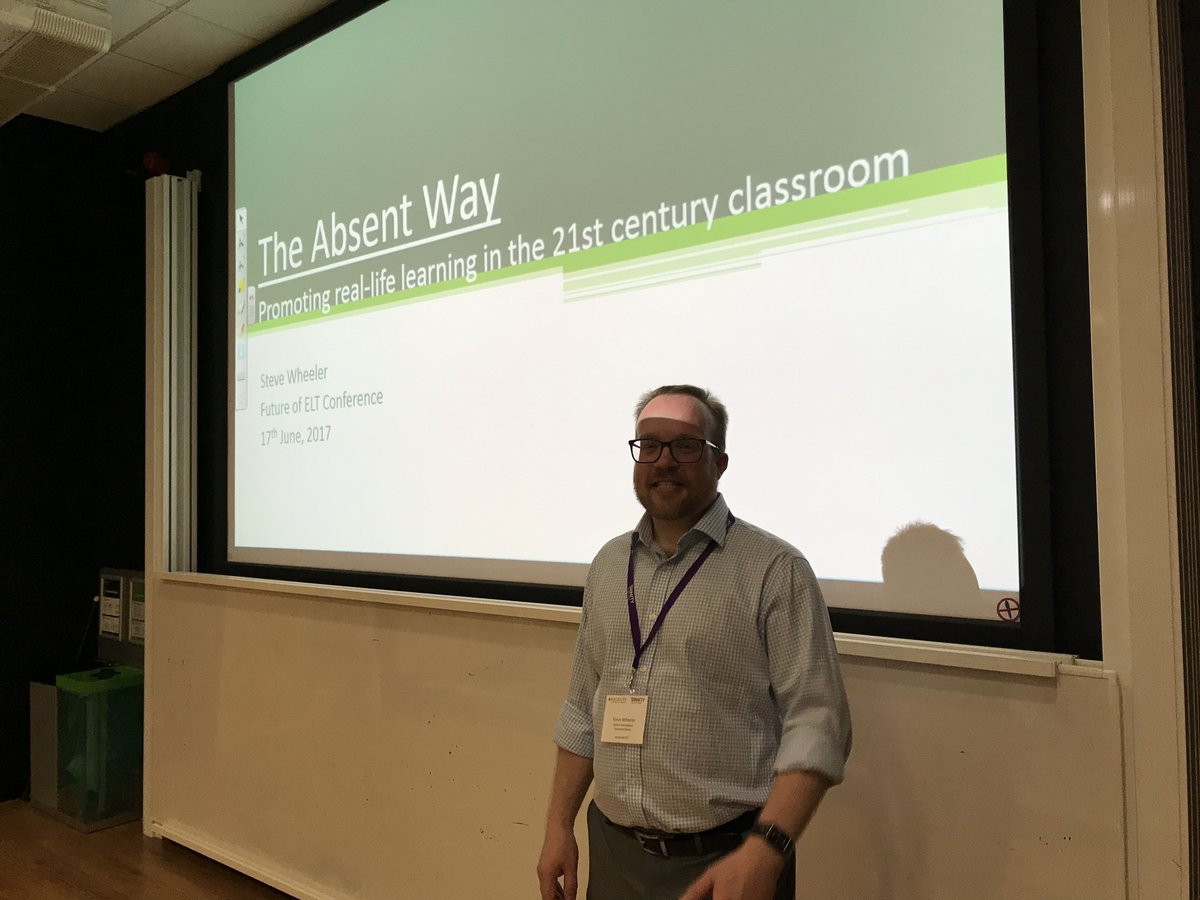 AlexThorp1's tweet photo. @ESL_Steve (Steve Wheeler) exploring whether we're needed at all in a great session at #FutureELT17 #ELT https://t.co/IDITsh8FIA