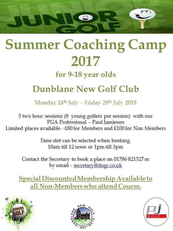 DunblaneNewGC's tweet photo. Summer Coaching Camp 2017 - Book Now on 01786 821527 #dngc1923 https://t.co/wPQSZPmFoF