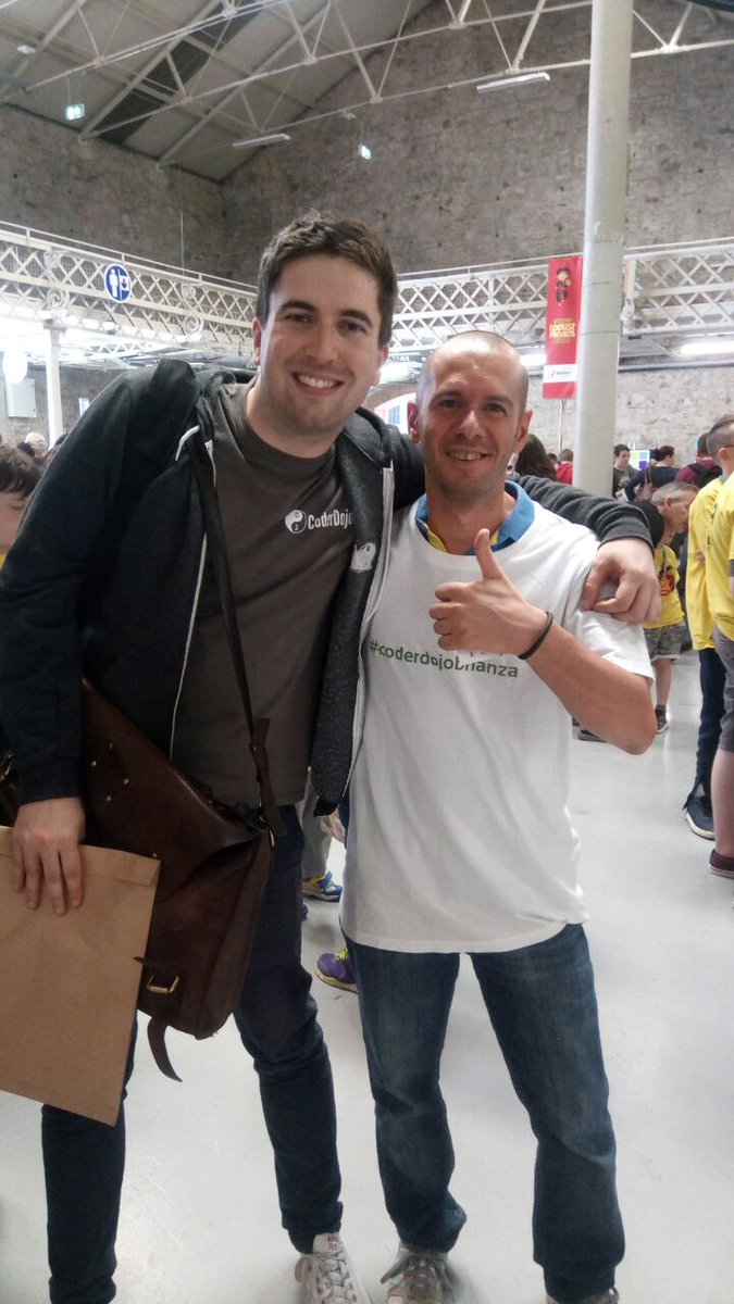 Renzo from <a href="/coderdojobza/">coderdojobrianza</a> meets Ross, the founder of <a href="/CoderDojo/">☯CoderDojo☯</a> at #CoolestProjects