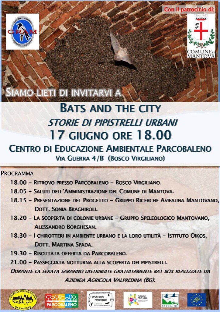 A tutti gli amanti dei #pipistrelli , venite numerosi stasera a questo #evento con #gruppospeleologico di mantova