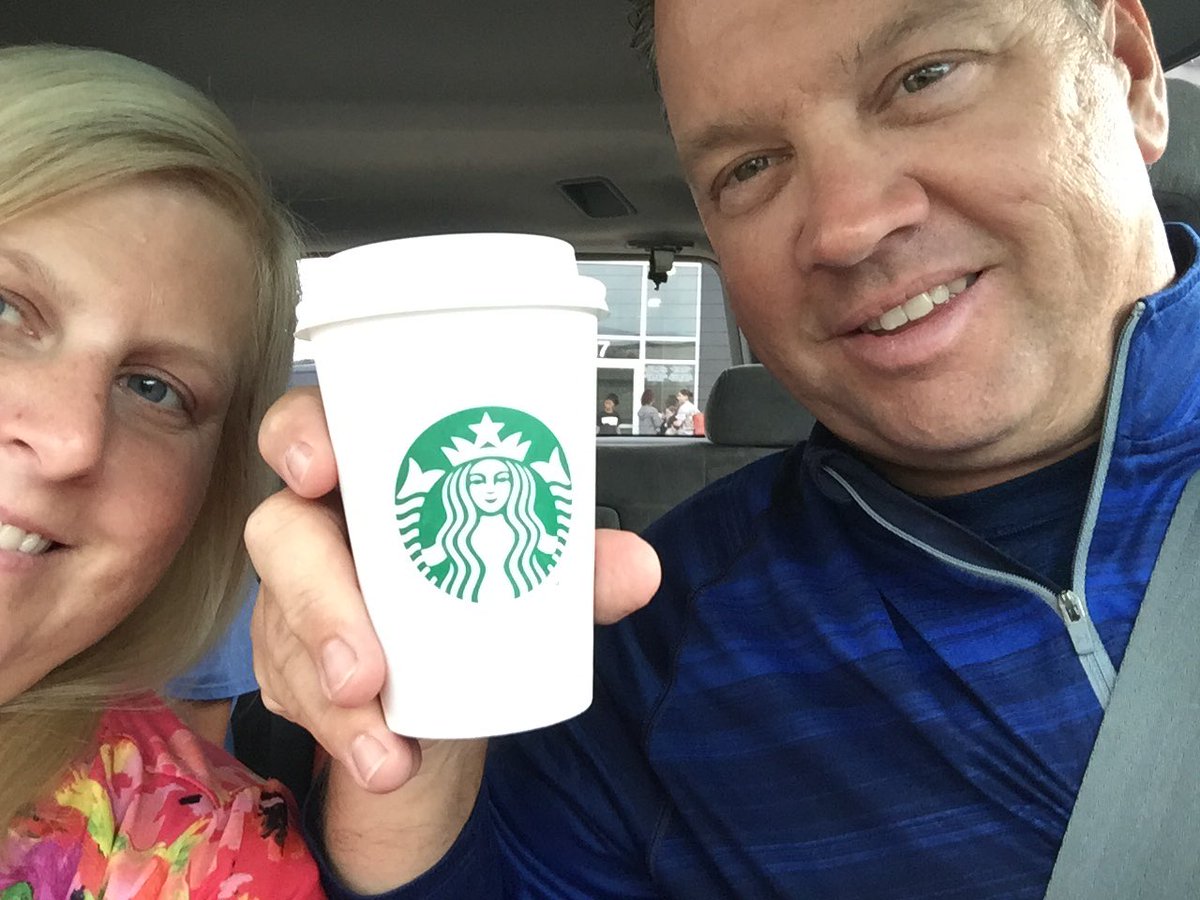 MrsLedsome3rd's tweet photo. Coffee Break Selfie!  Volleyball at 7:00 during the summer should be illegal.  #bbengaged #summerselfie https://t.co/7EmoMsZgET