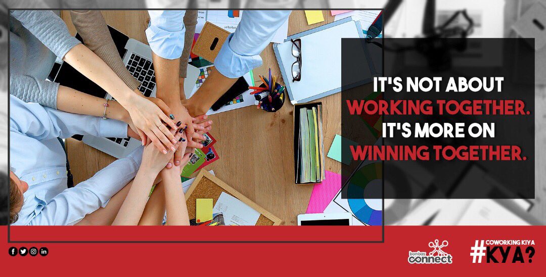 Every other place you work together, but here we cowork to win together.
Connect with us on info@bombay-connect.com
#Startup #Startupnation