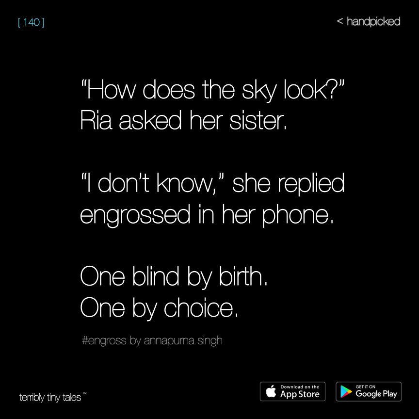 terriblytiny's tweet photo. Annapurna Singh writes a #Handpicked [ 140 ] on #engross

#terriblytinytales #microfiction https://t.co/ScO9mk8y9l