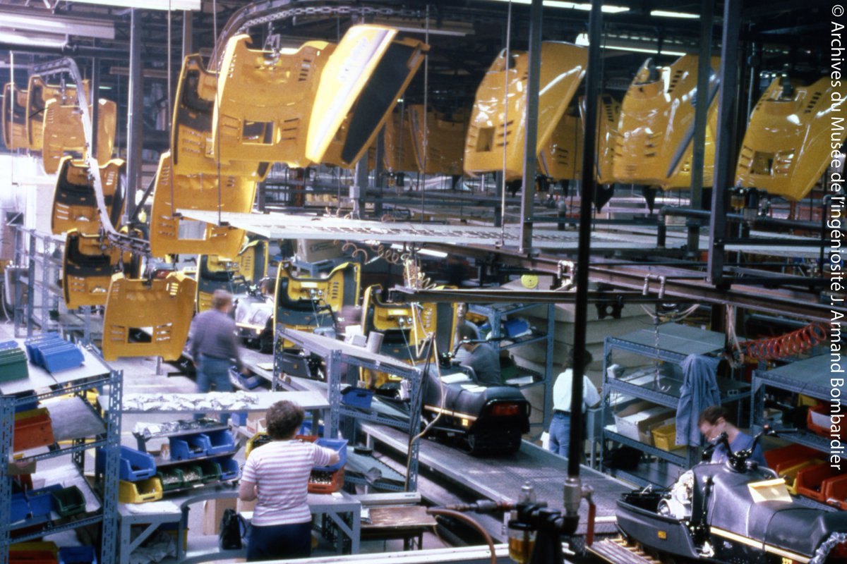 Il y a 30 ans, des employés de Bombardier Inc. assemblaient les motoneiges Ski-Doo® Safari 1988 à l’usine de Valcourt. #BRPnews #motoneige