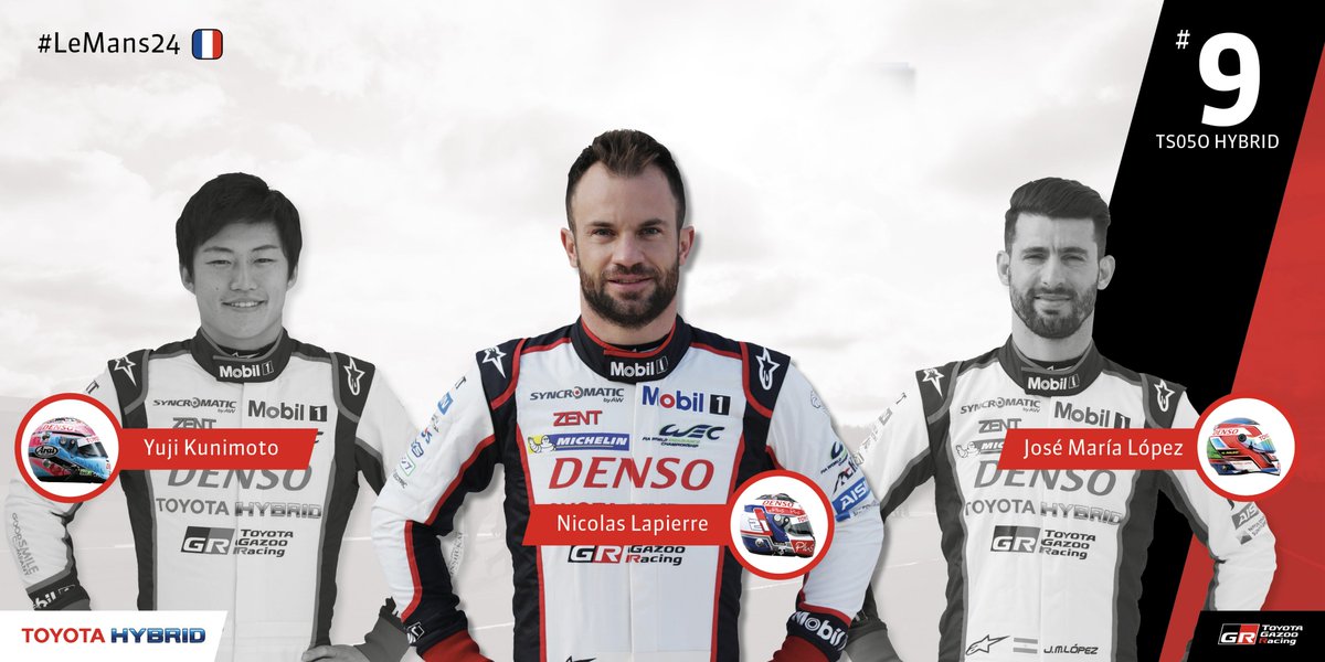 TOYOTA GAZOO Racing WEC (@tgr_wec) on Twitter photo Our start drivers in the #TS050 HYBRIDs are <a href="/Mikeconway26/">Mike Conway</a> in #7, <a href="/Sebastien_buemi/">Sébastien Buemi</a> in #8 & <a href="/Nico_Lapierre/">Nicolas Lapierre</a> in #9. #Toyota #LeMans24 Our start drivers in the #TS050 HYBRIDs are <a href="/Mikeconway26/">Mike Conway</a> in #7, <a href="/Sebastien_buemi/">Sébastien Buemi</a> in #8 & <a href="/Nico_Lapierre/">Nicolas Lapierre</a> in #9. #Toyota #LeMans24