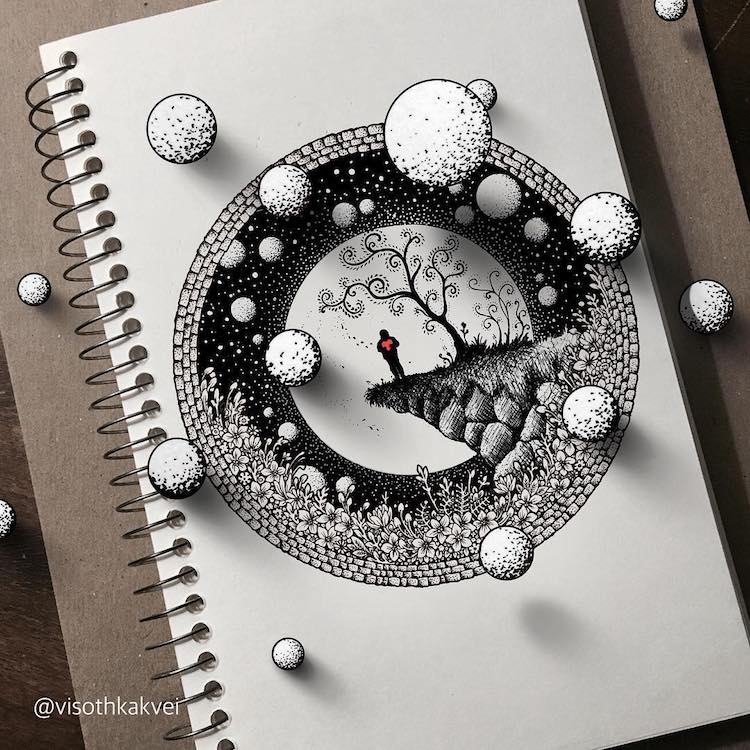 mymodernmet's tweet photo. Impossibly tiny doodles fill sketchbook pages with surreal optical illusions https://t.co/LoUwpOuoNe https://t.co/4x1618JPmN