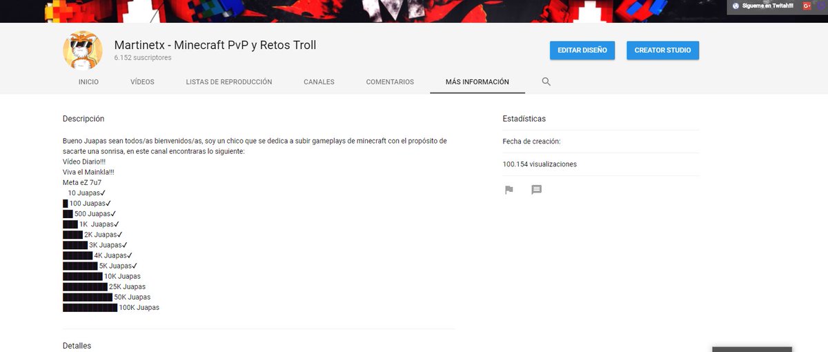 MartinetxYT's tweet photo. Gracias por esas 100.000 visitas en el canal! :D https://t.co/IqHIi6X88l