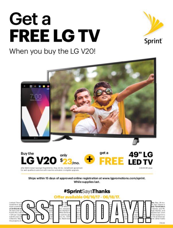 Come see any @Sprint by <a href="/BstarWireless/">Brightstar Wireless</a> store today for your FREE 49" TV!! #SprintSaysThanksToday #FreeLGTV  #LGV20