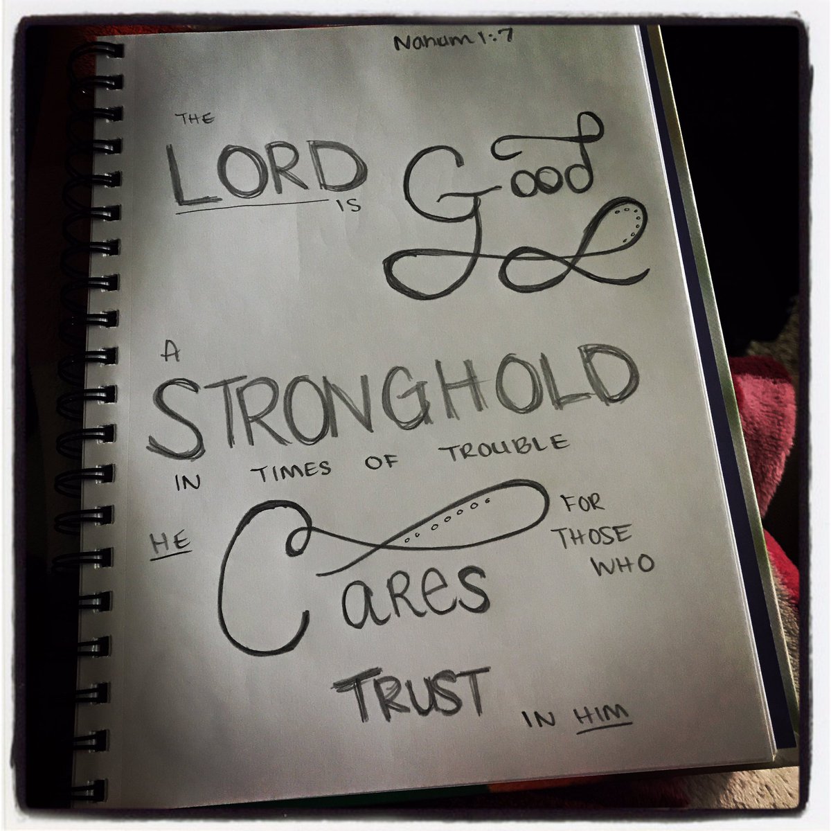 mandar5p's tweet photo. Encouraging myself in the Lord.He is my hope &all I need. #30daysofbiblelettering #dayseventeen #stronghold #faithfulishisname #itrustinhim https://t.co/dTo8yk9NPR