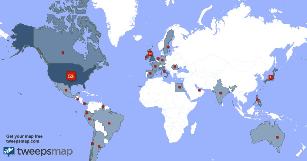 My followers are in USA(52%), UK.(14%)... Get your map too: tweepsmap.com/!Clify_Chu