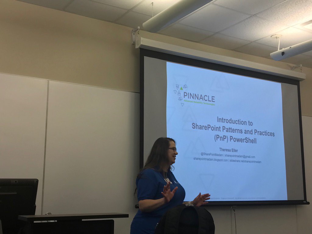WonderLaura's tweet image. In @SharePointMadam session on #SharePoint PnP #PowerShell at #spsatl