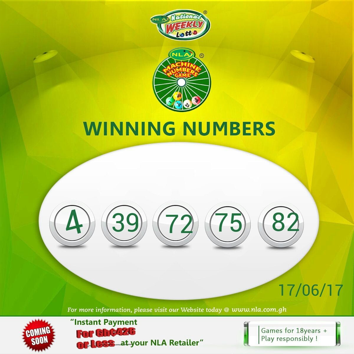 National Weekly Lotto game results for