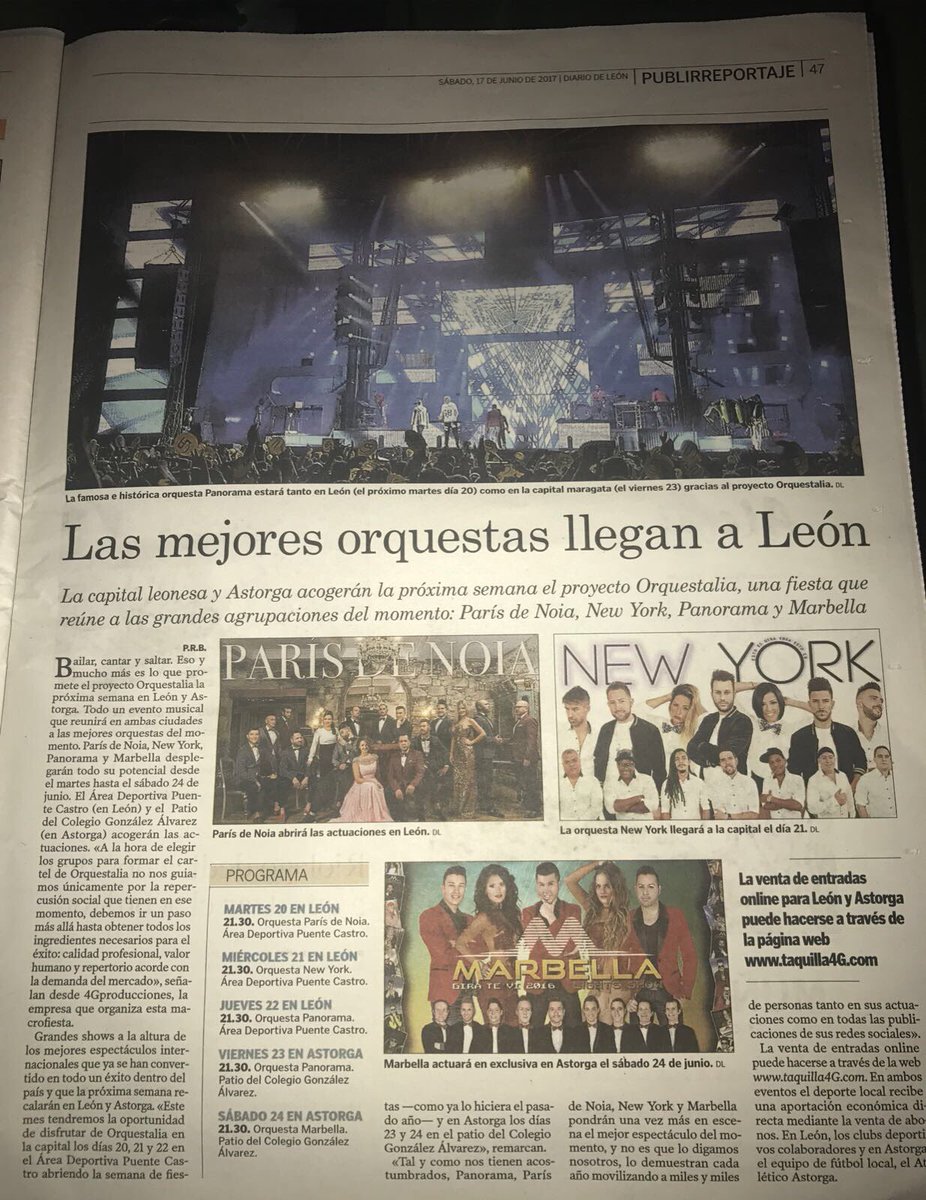 Tienes algún plan mejor esta semana??
Llegan las mejores orquestas del momento a #leonesp y #Astorga!!
#Orquestalia2017
NO TE LO PIERDAS!! 😊