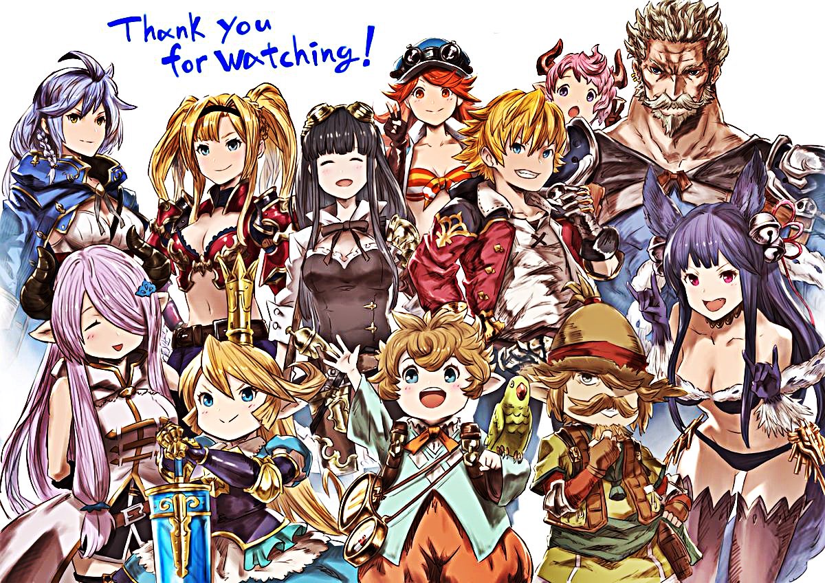 まゆふぉん たまゆら幻想ゲーム空間 A Twitter アニメグラブル12話がグラン編実質最終話ｗ記念で 福原氏が描かれた画のシェロちゃん除く総勢11名のガチャキャラ総出演で大いに盛り上がりましたｗナルメア ゼタ ジェシカ他殆ど声もあり 声優陣