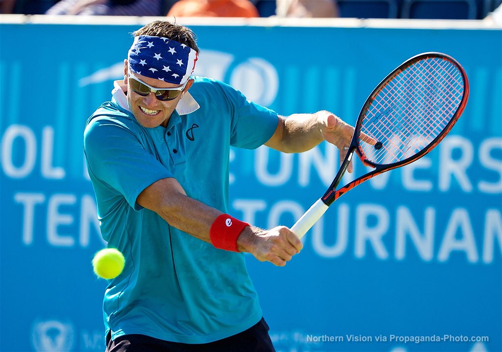 LiverpoolTennis's tweet photo. Robert Kendrick during our last match of Day Three! 🇺🇸🇺🇸 #LITT17 https://t.co/ABTRNqVtFV