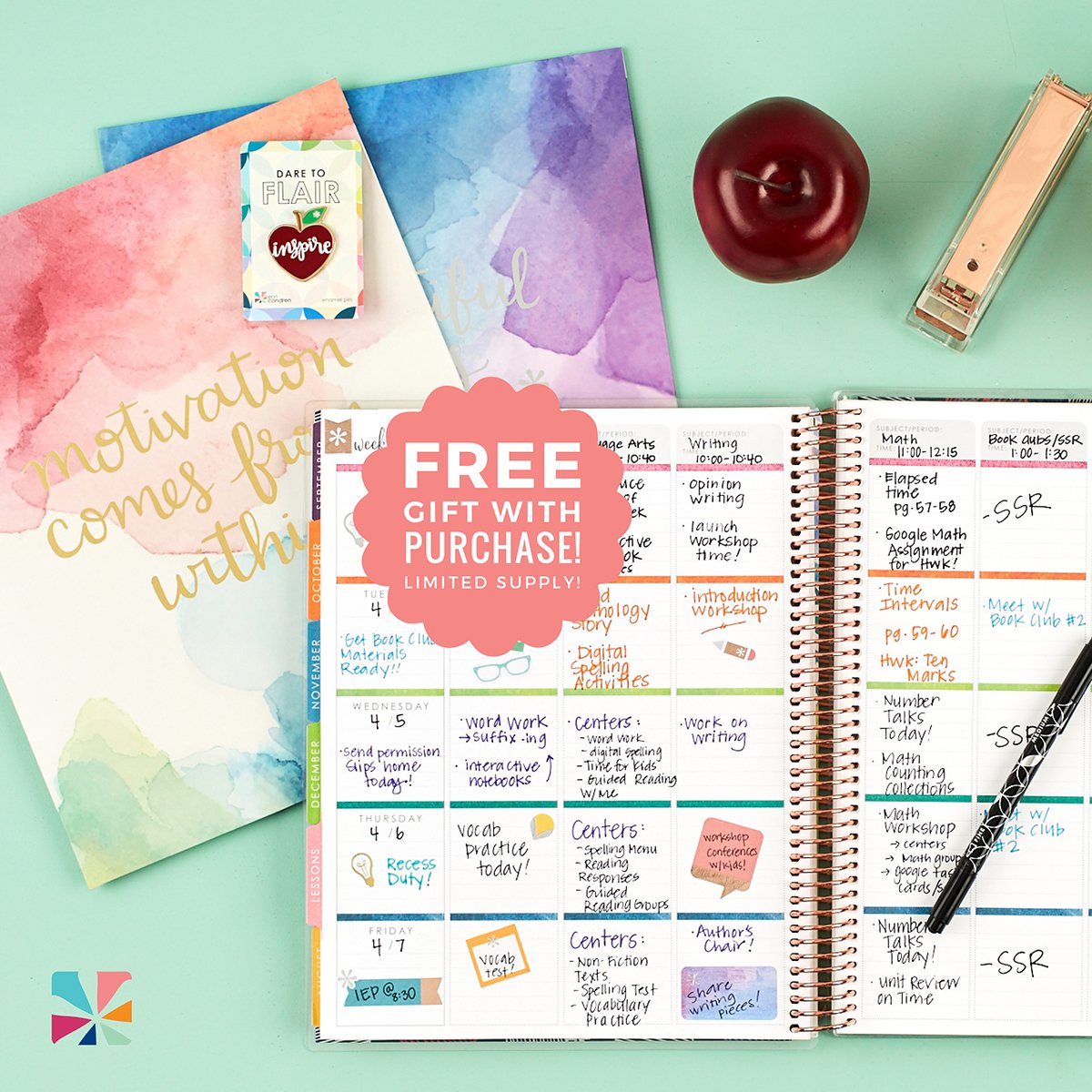 ErinCondren's tweet photo. Don't miss out: for a lmtd time, when you order an #ECTLP receive TWO gifts w/ purch! #freethingsarethebestthings https://t.co/o33SRCsxoa https://t.co/eOa5SLtYJ9