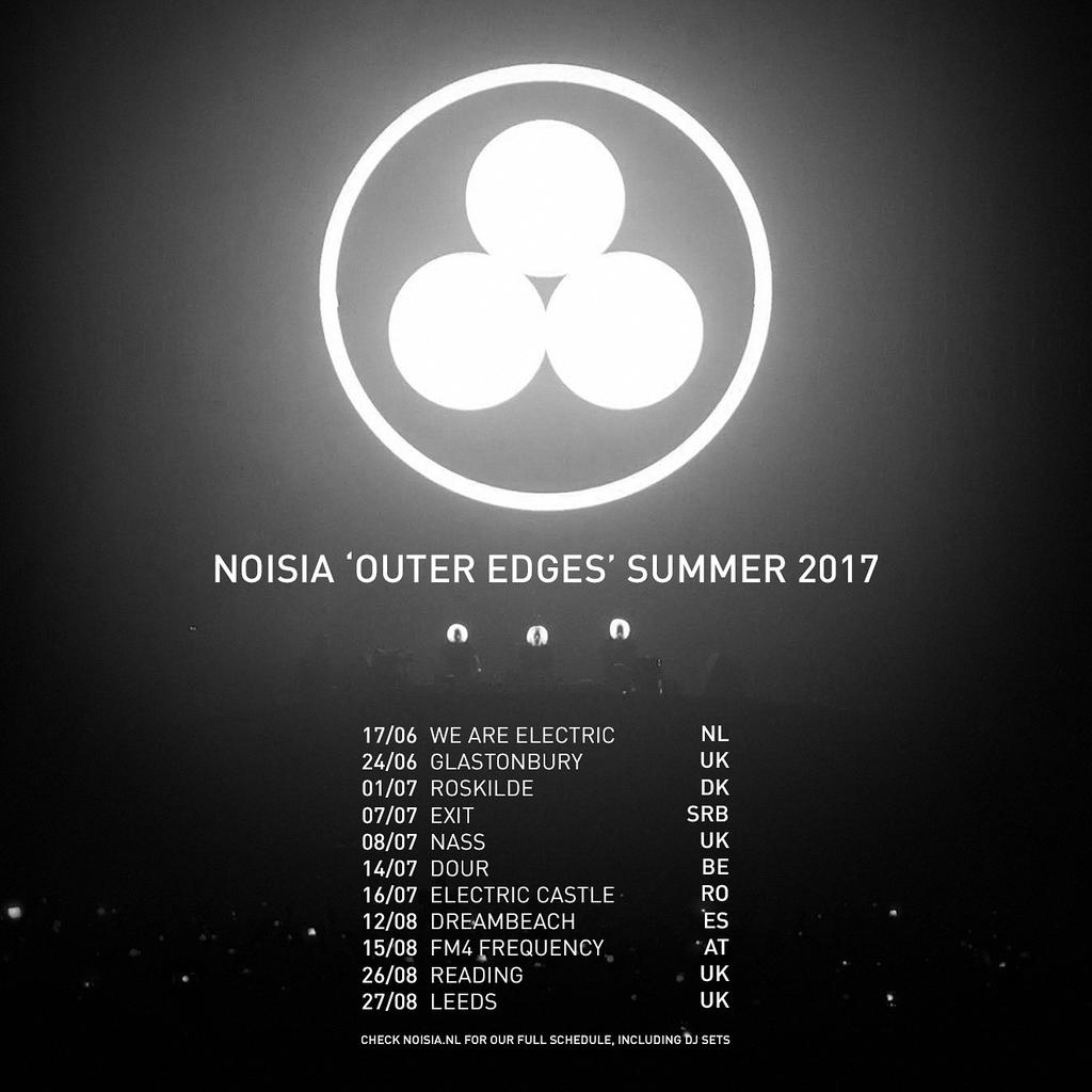 Noisia_nl's tweet photo. These are the festivals where we'll be performing the 'Outer Edges' show this summer 👊 #outeredges https://t.co/3fPMBZfUIX https://t.co/eD8UV5fkKk