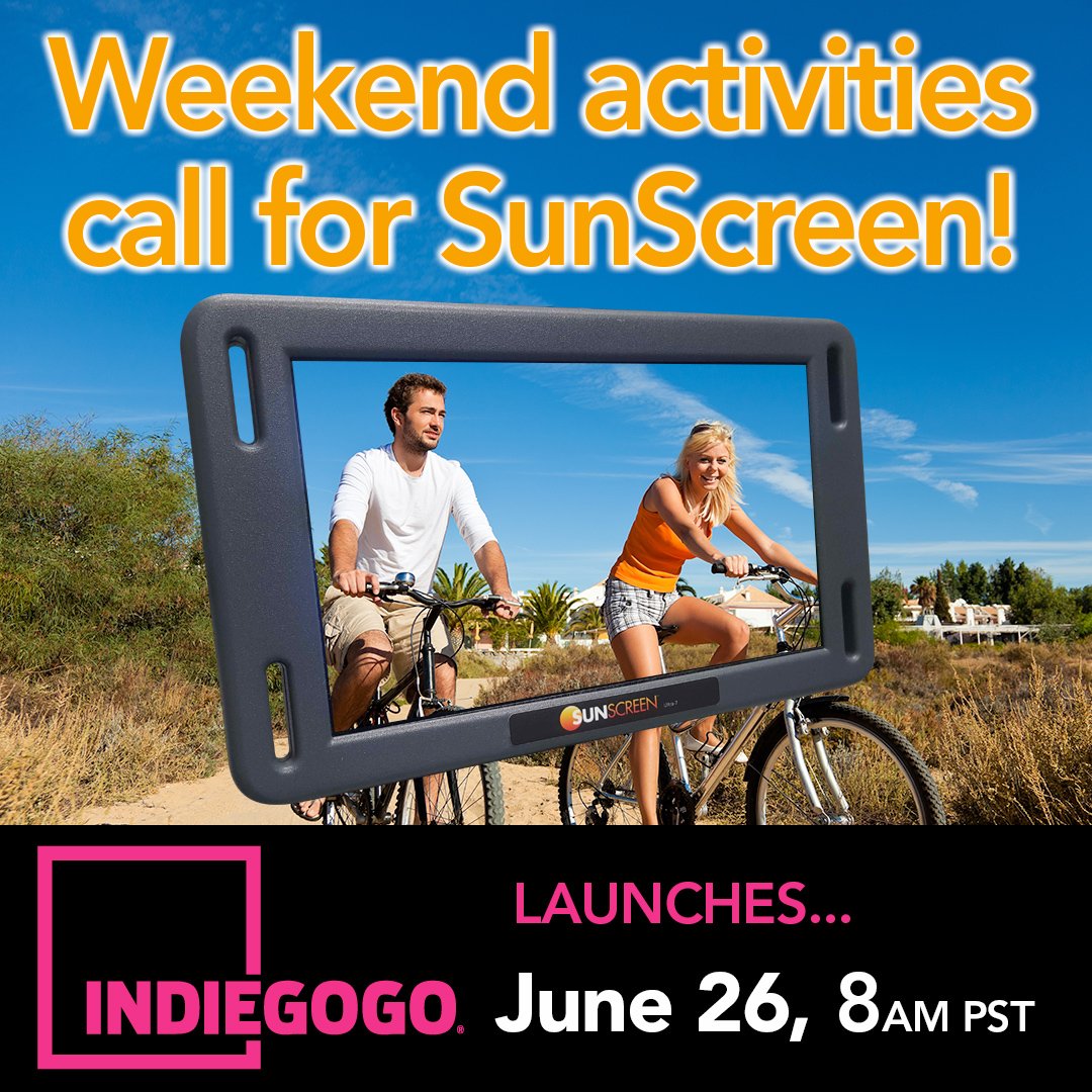trysunscreen's tweet photo. Now, even in the bright sun, you can be sure to capture the perfect shot of your beach biking adventure with #sunscreendisplays #indiegogo https://t.co/TBsBpnYchF