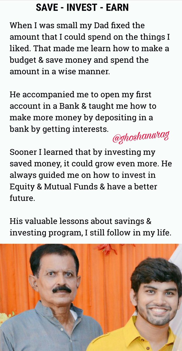 GhoshAnurag's tweet photo. @BSLMF My financial values about Earning, Saving & Investing became my habit from a very small age Only Because of Papa #OnlyBecauseOfPapa ☺💸 https://t.co/lSAhchbyVY