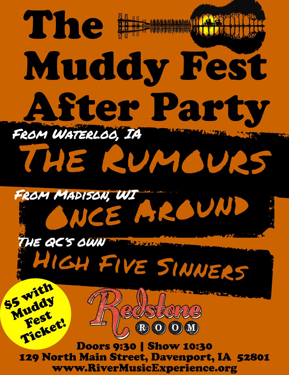 CommonChordQC's tweet photo. Tonight, after @TheMuddyFest, come join the after party in the #RedstoneRoom

https://t.co/tpmntM8e1s https://t.co/RqgKFxkZHD