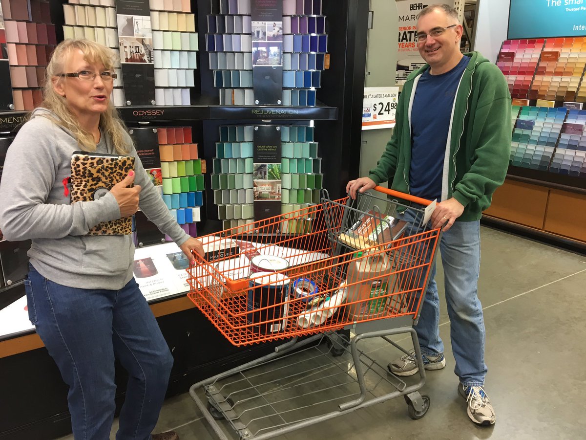 Chadlidstrom's tweet photo. Selling paint in @HomeDepot store 4747 this morning!! Swing by and let's talk color, shall we?! #Behr #ColorAdvice https://t.co/yXVIZZX2nQ