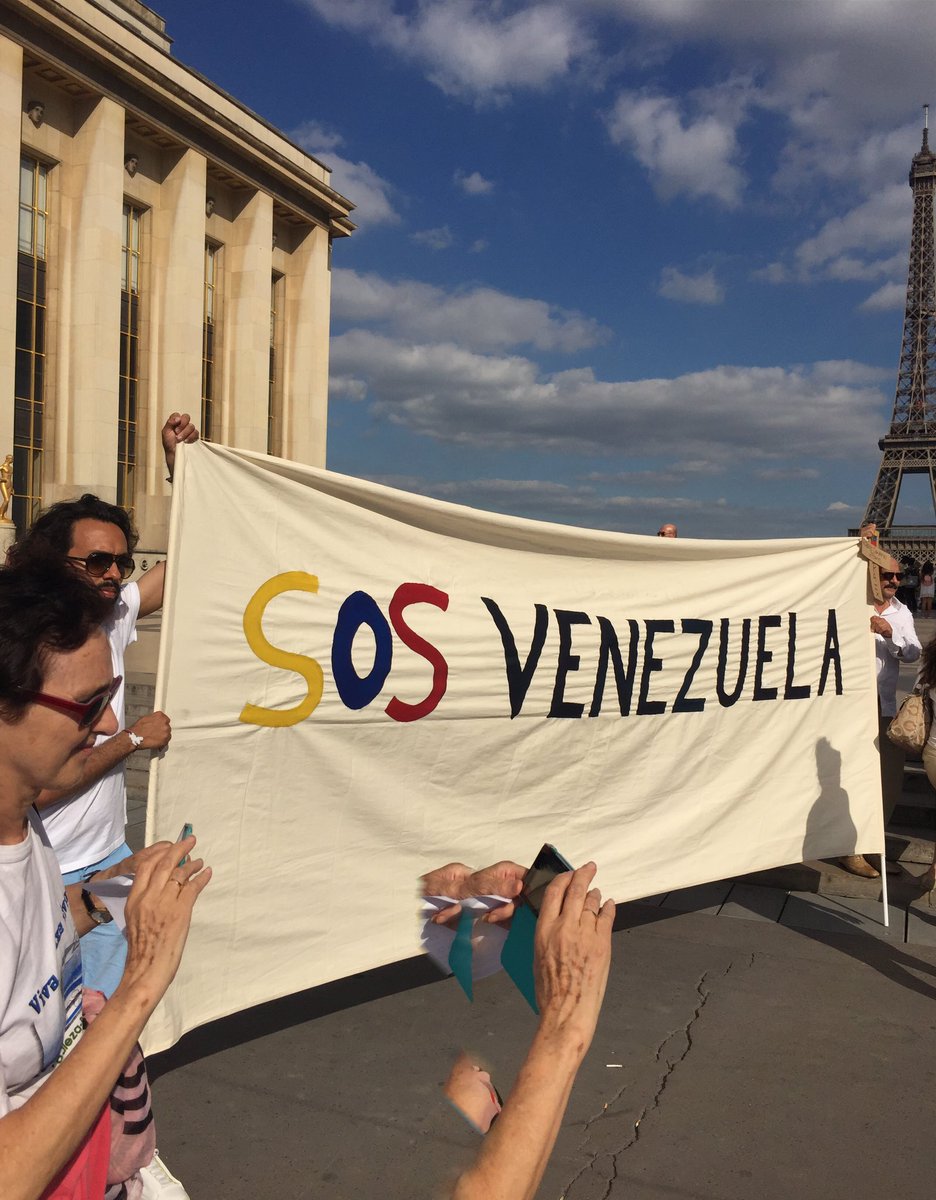 PtiteVzlienne's tweet photo. Vzlanos n Paris manifiestan x #Venezuela @ElGeorgeHarris @Javierito321 @MarkomusicaVzla @raymacaricatura seguimos en la lucha x la #LIBERTAD https://t.co/oq76iZIo9e