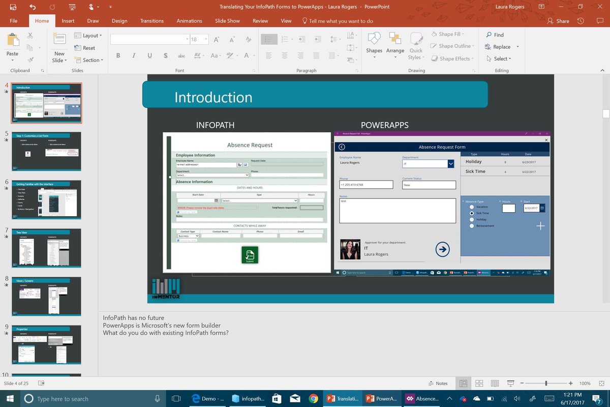 WonderLaura's tweet image. Polishing up my #SPSATL session: Translating your #InfoPath forms to #PowerApps.