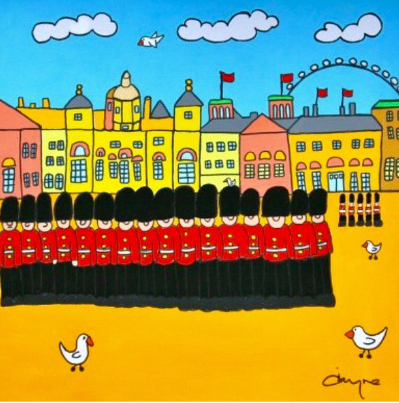 JaynePerryArt's tweet photo. 'Trooping the Colour' #TroopingtheColour #QueensBirthdayParade #London #acrylicpainting #art https://t.co/fXUjzgPIHP