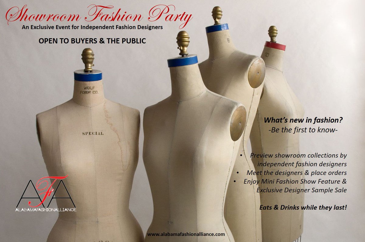 FWAHSV's tweet photo. NEXT SHOWROOM PARTY AND DESIGNER RUNWAY SHOWCASE coming up July 9 @ 6pm @HuntsvilleW https://t.co/R25z7q1wtU