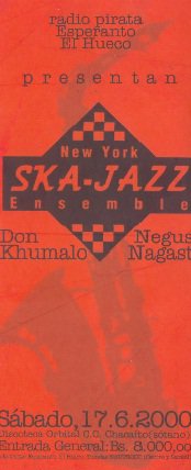 Hoy se cumplen 17 años de la visita de <a href="/nyskajazz/">NY Ska-Jazz Ensemble</a> a Venezuela. <a href="/CaplisDesorden/">Caplís</a> <a href="/DanelDesorden/">Danel</a> <a href="/horaciodesorden/">Horacio Blanco</a>