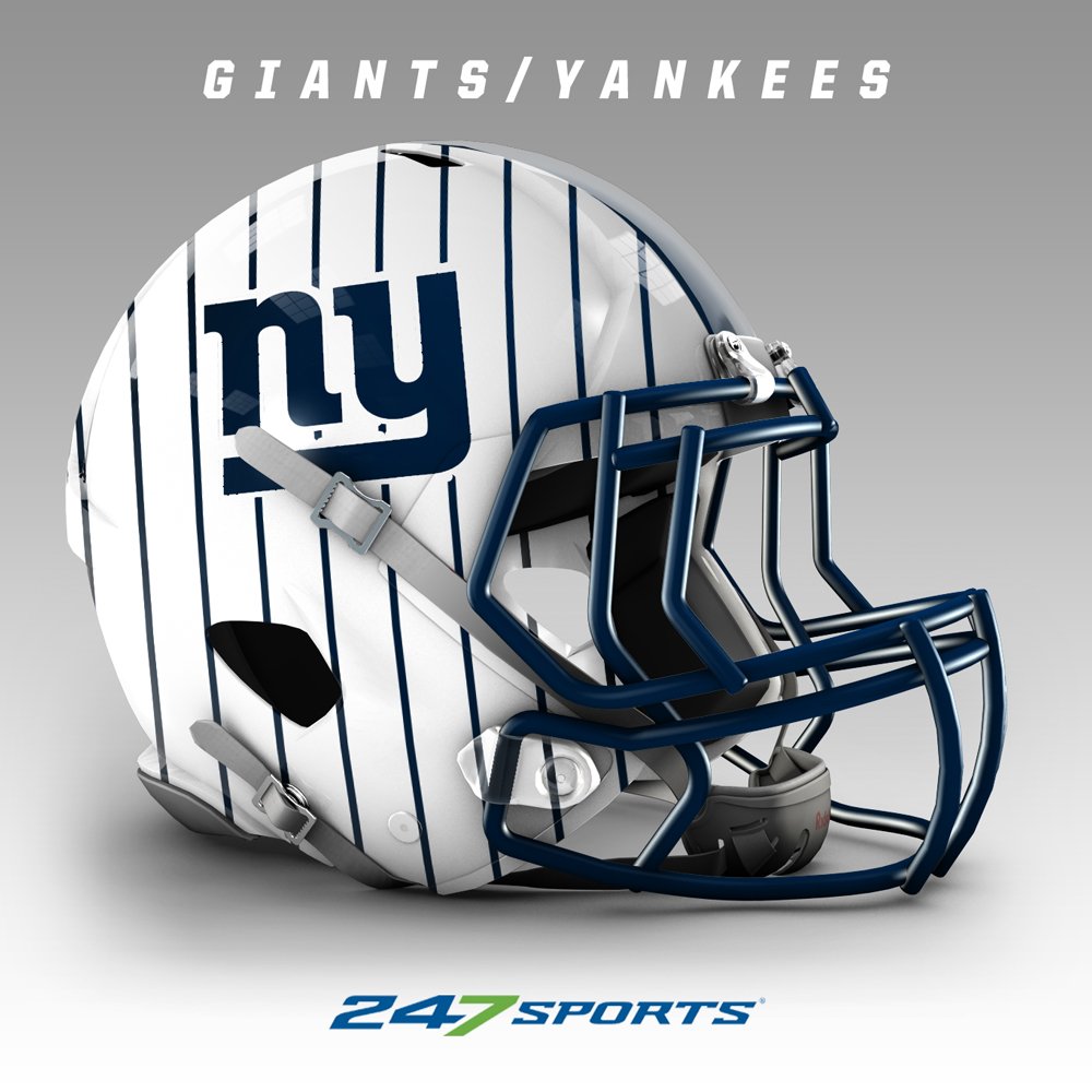 247Sports on X: Giants helmet withYankees pinstripes? Every