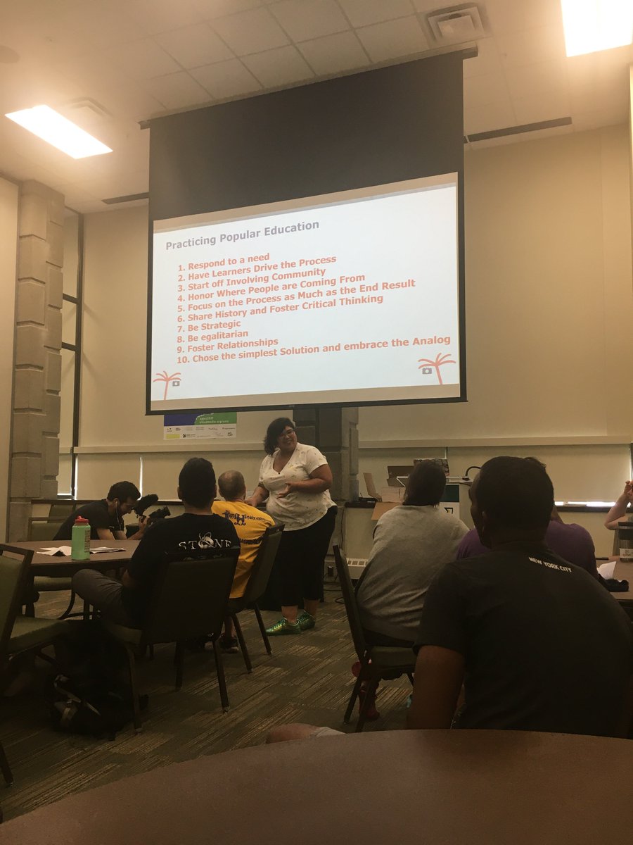 cayden's tweet photo. What does popular education mean? #teachcommtech #amc2017 @DetCommTech @mothercyborh https://t.co/kleaYU48YM