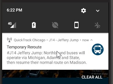 QuickTrack's tweet image. Push notifications coming for CTA bus, train and Metra.  Currently in beta.
