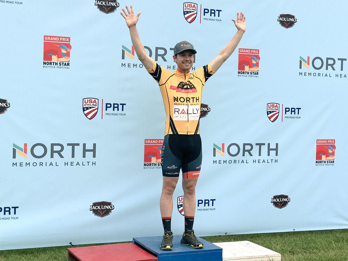 And <a href="/Colin__Joyce/">Colin Joyce</a> @Rally_Cycling is the new <a href="/northmemorial/">North Memorial</a> race leader after stage 5! #NSGP